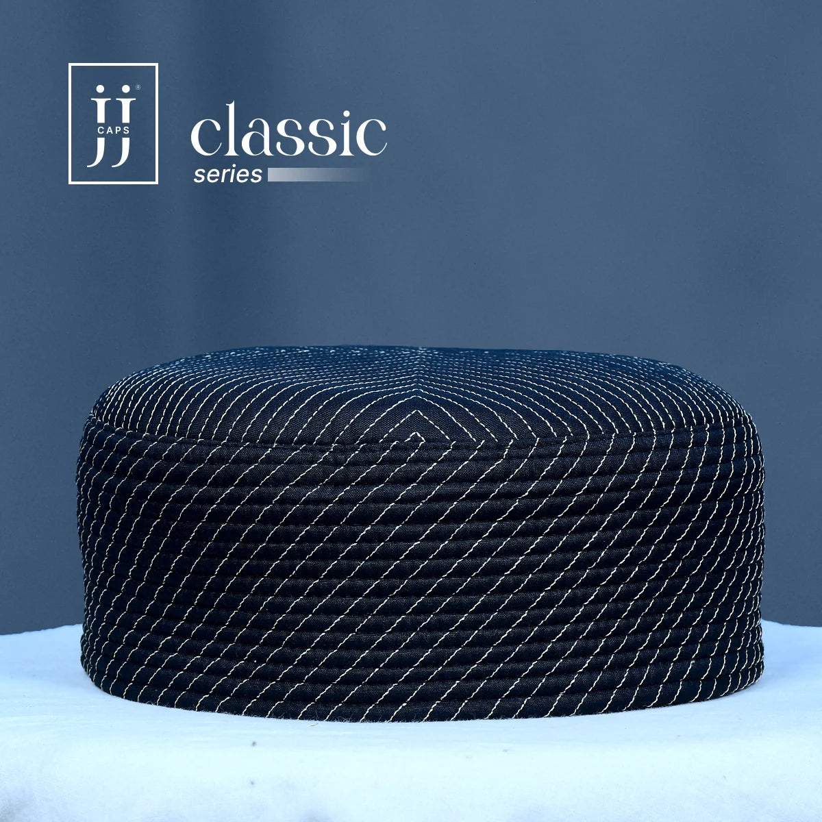 Black Faris design on the reverse side of the HayaStyle Kufi, offering a rich, artistic look.