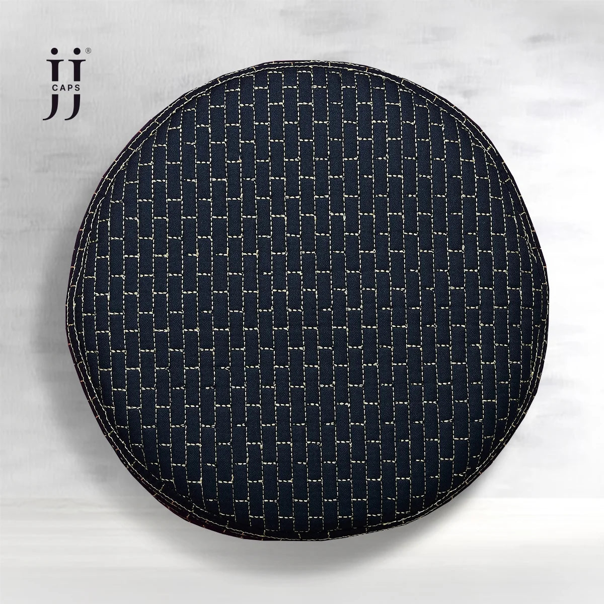 Sophisticated brown side of the HayaStyle Kufi cap featuring the ornate Faris pattern and cream thread.