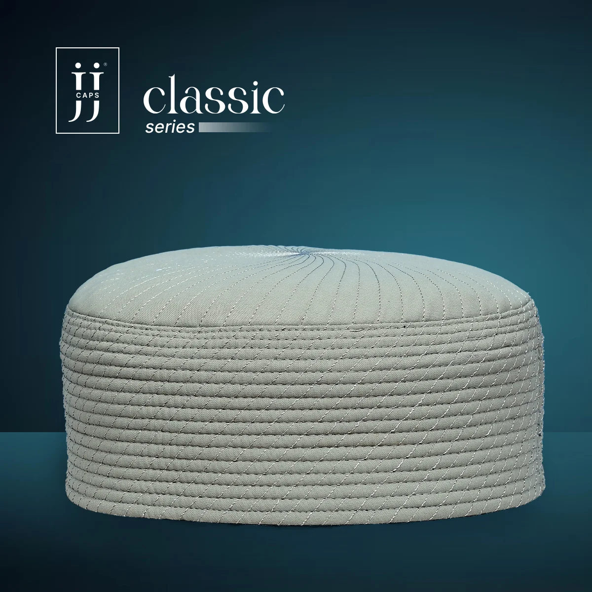 Cream side of the HayaStyle reversible JJ Topi featuring the elegant Siraj pattern for a radiant look.