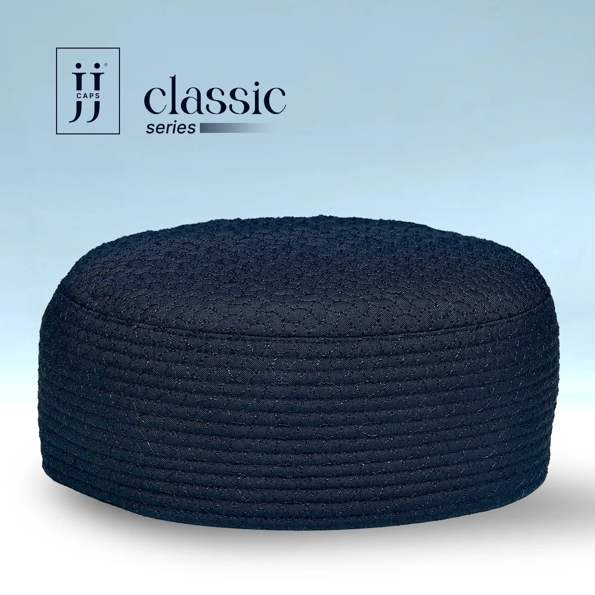 HayaStyle reversible Kufi cap in black featuring the Sham design, inspired by Junaid Jamshed.