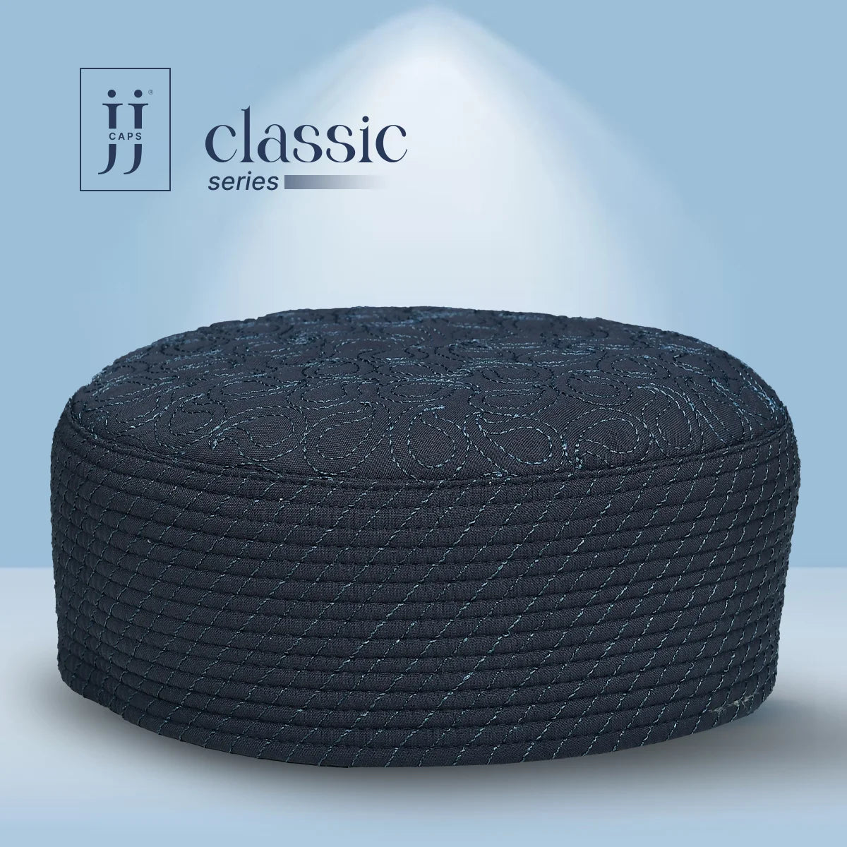 HayaStyle reversible Kufi cap side A in Gray with the elegant Salam design.