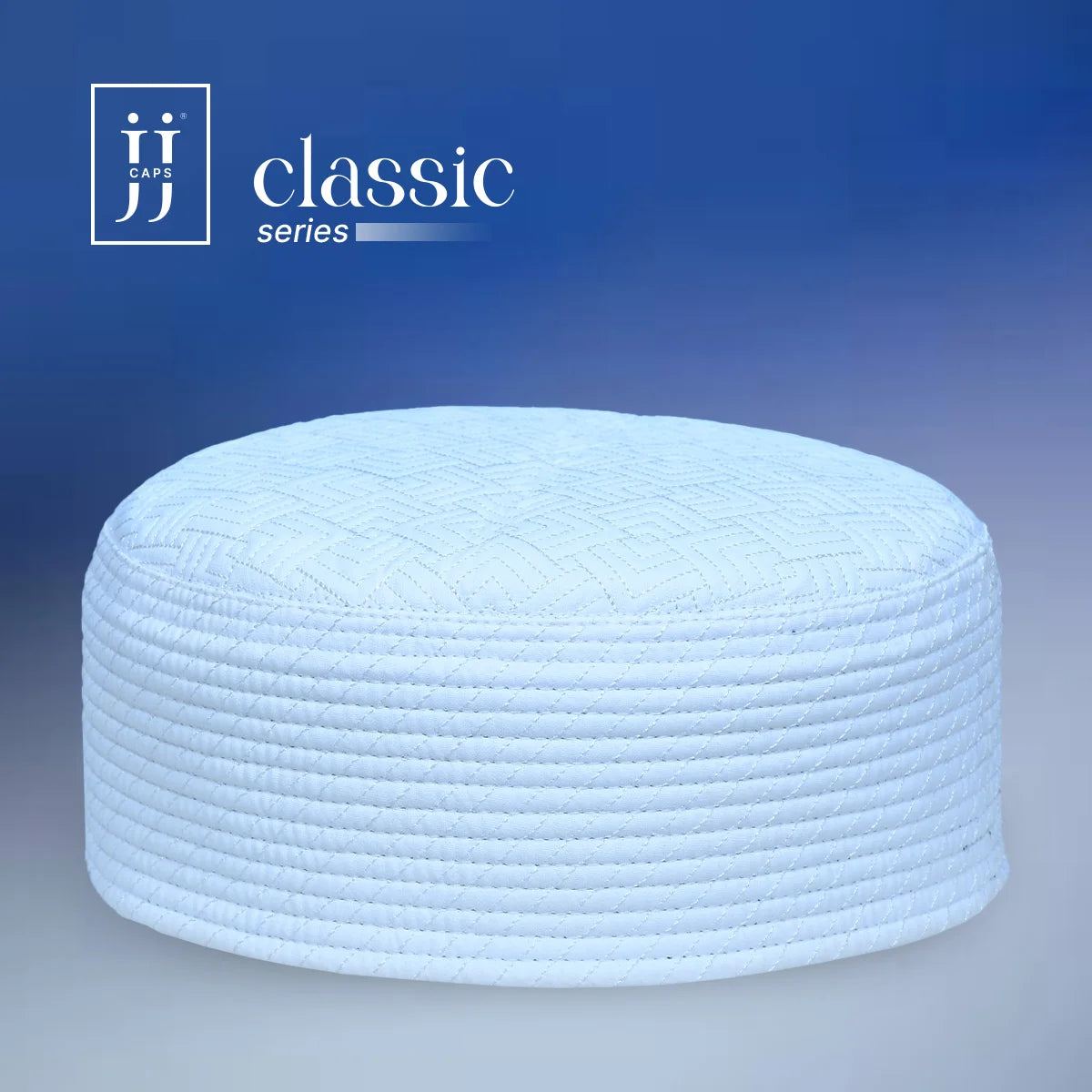 White Safah design on the reverse side of the HayaStyle Kufi, offering a clean look.