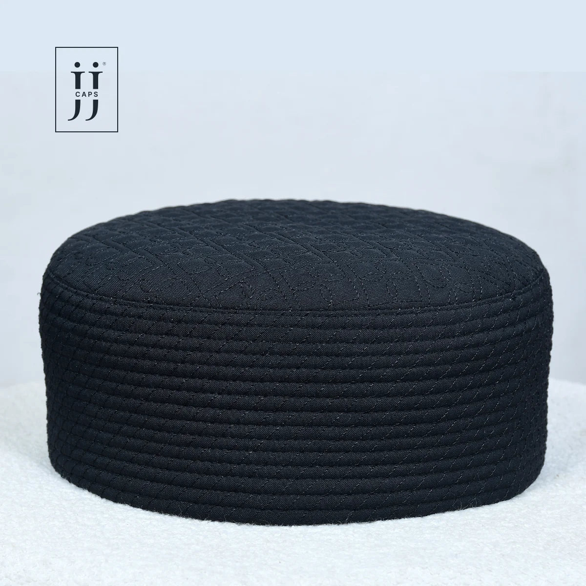 Classic black Madinah design on the reverse side of the HayaStyle Kufi.