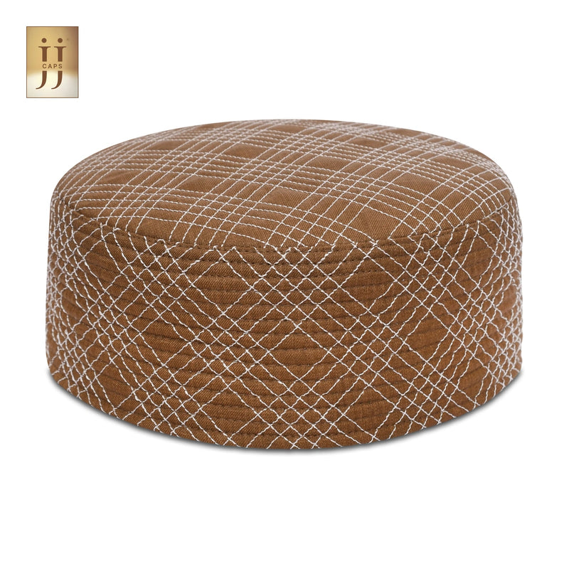 2 in 1 Namaz Premium Cap showing Chocolate and Ferozi sides by HayaStyle.