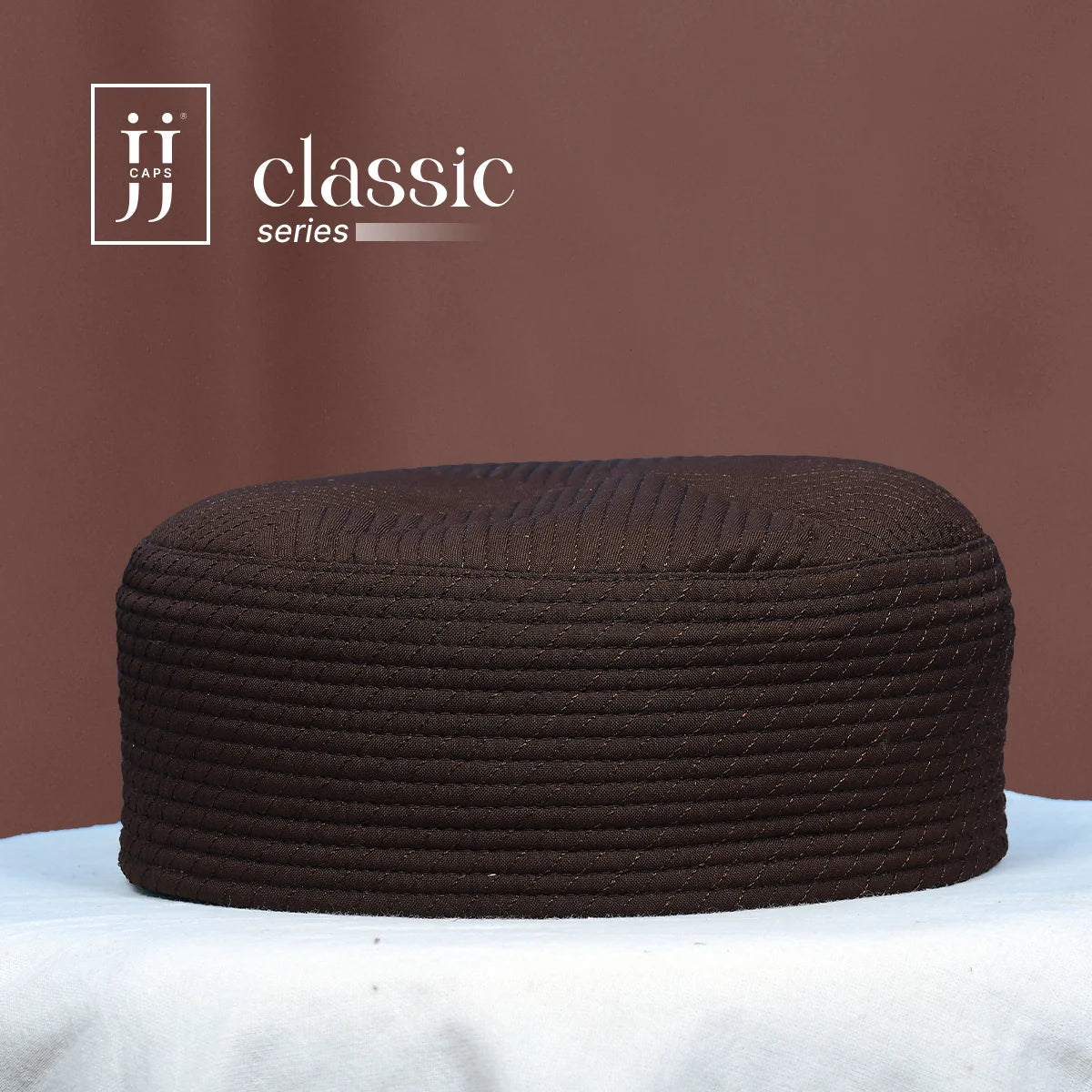 Brown side of the HayaStyle Kufi with the rich Faris design, reflecting classical artistry.