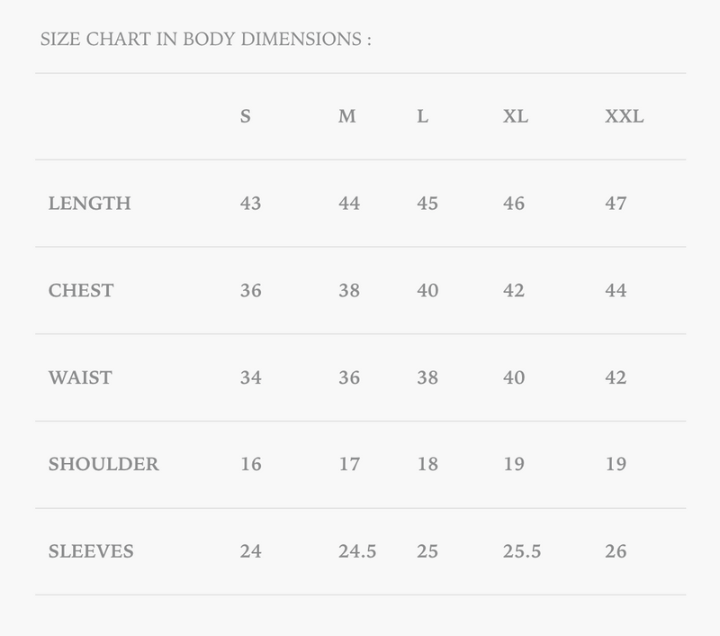 Size chart for Tunban Pathani Suit in Black for Men by Mashroo