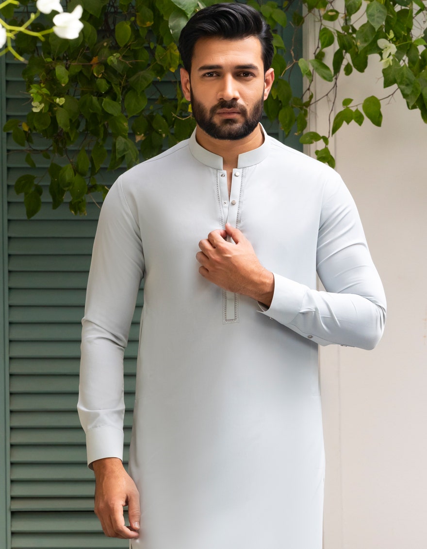 J. Junaid Jamshed Dull Sky Traditional Kameez Shalwar - Traditional Pakistani Men's Clothing