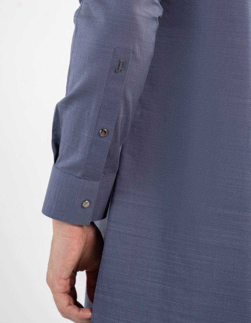 Blue Blended Kameez Shalwar - Elegant Islamic Fashion for Men by Junaid Jamshed