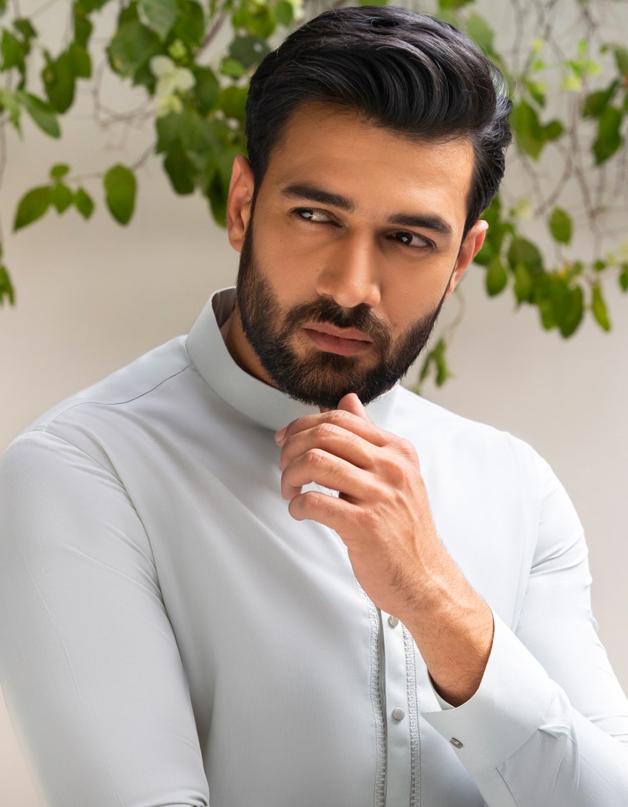 Premium Dull Sky Traditional Men's Kameez Shalwar - J. Junaid Jamshed Collection