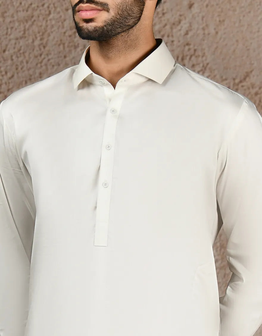 Junaid Jamshed Ash White Cotton Unstitched Fabric