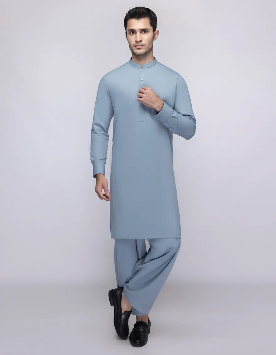Junaid Jamshed Sky Blue Cotton Unstitched Fabric