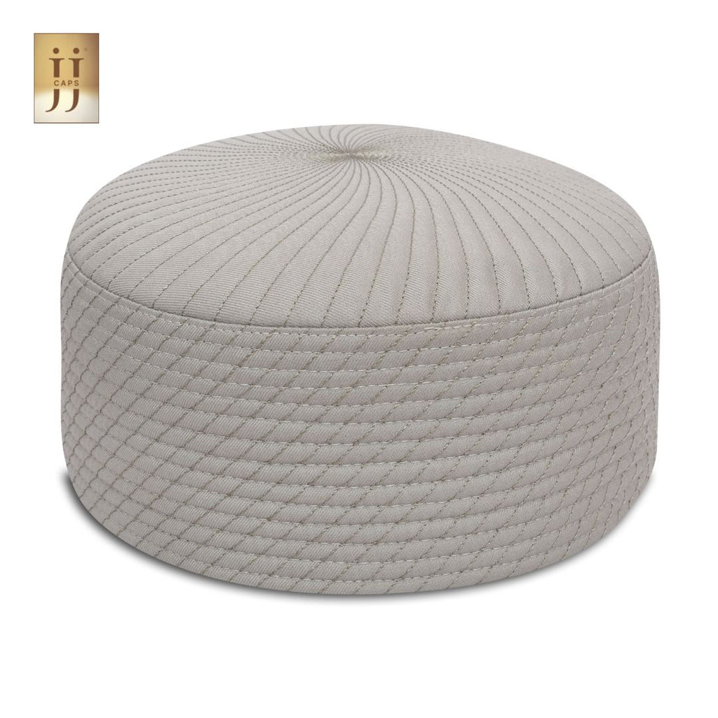 Reversible Light Gray Siraj & White Uhud Premium Kufi Cap | JJ Caps®