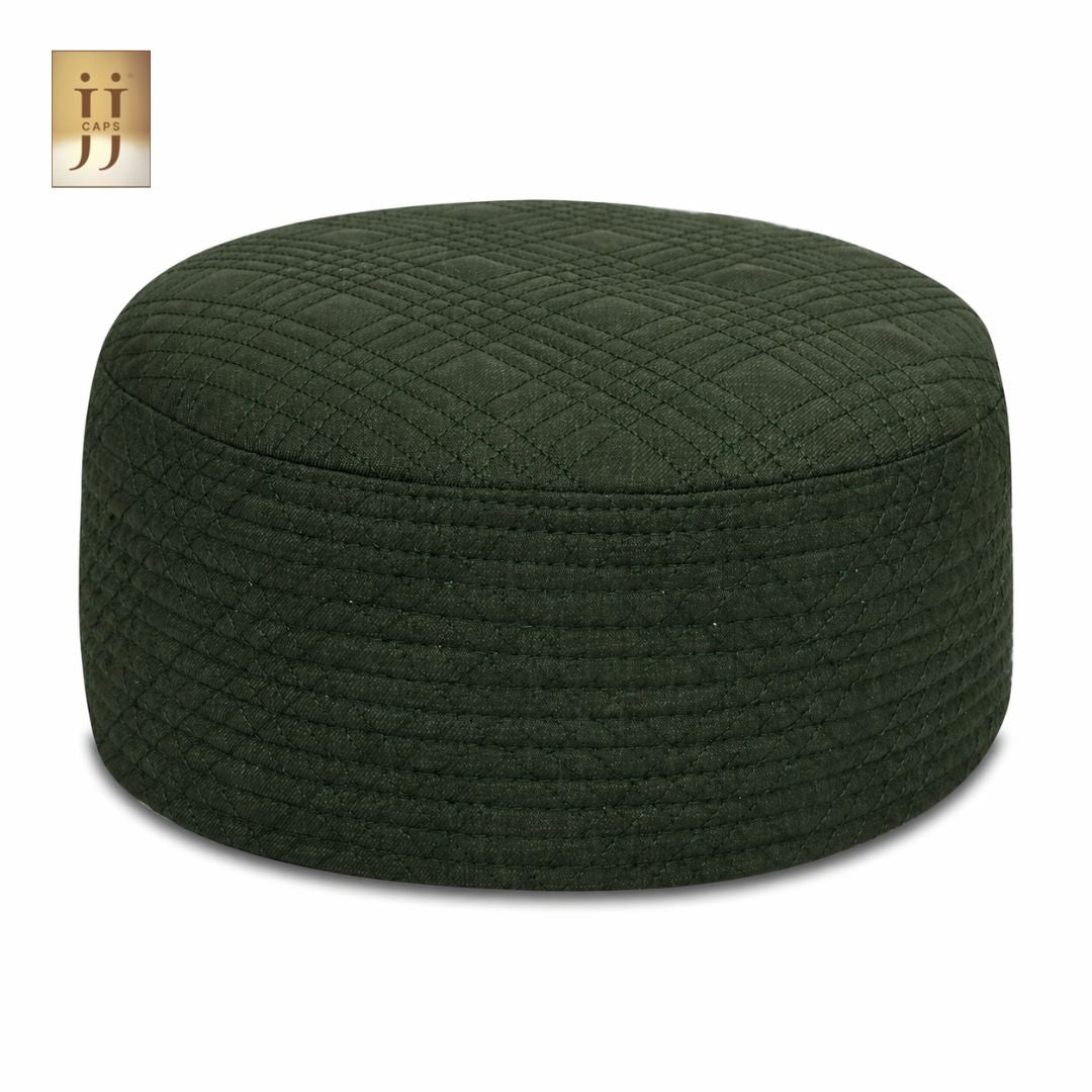 Reversible Black Siraj & Dark Green Uhud Premium Kufi Cap | JJ Caps®