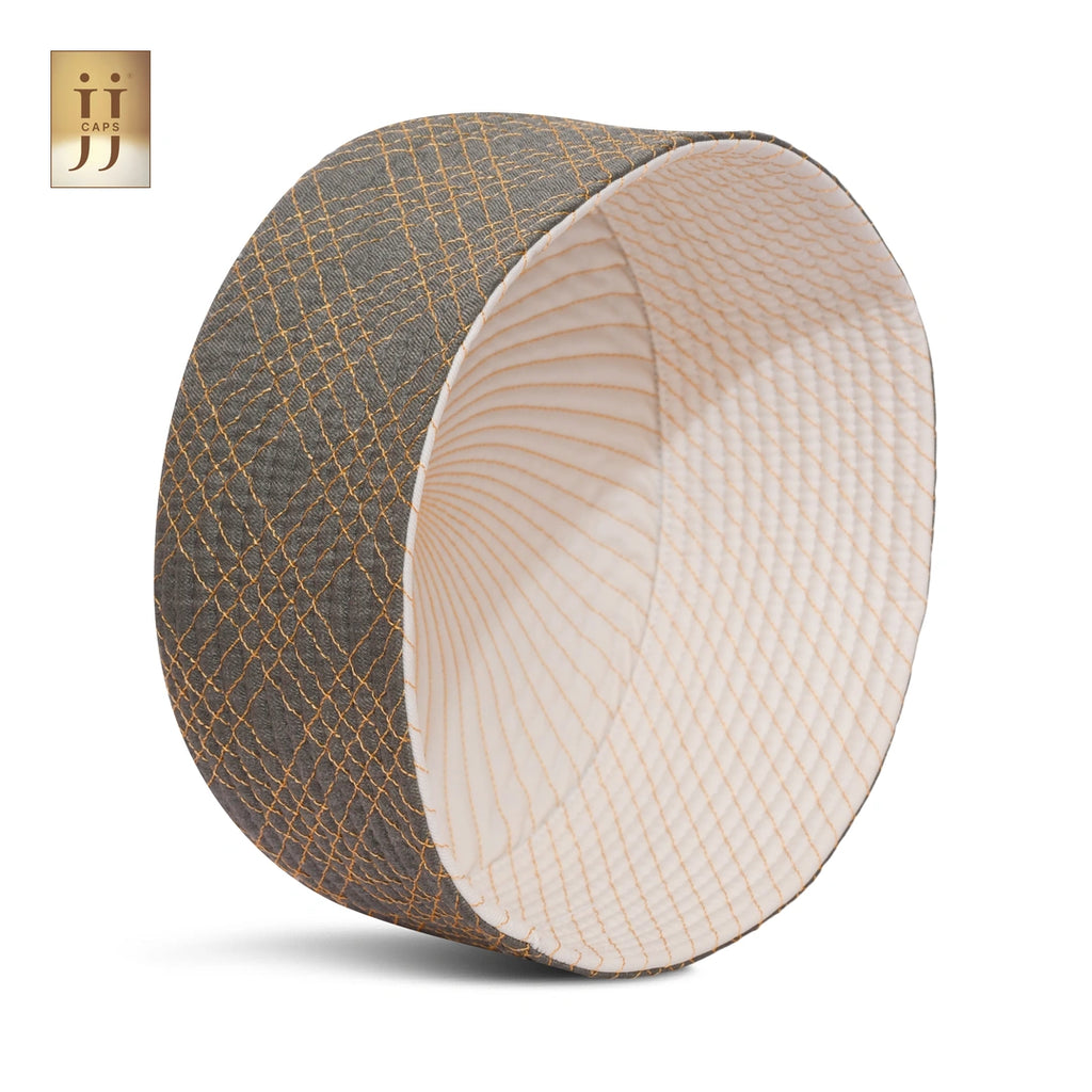 White color fabric Siraj design on the reverse side of the HayaStyle Kufi, offering a radiant look.