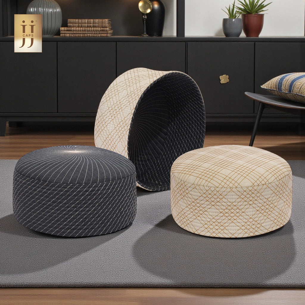 HayaStyle reversible Kufi cap in Pista color fabric with Uhud design, symbolizing the mountain of Madinah.