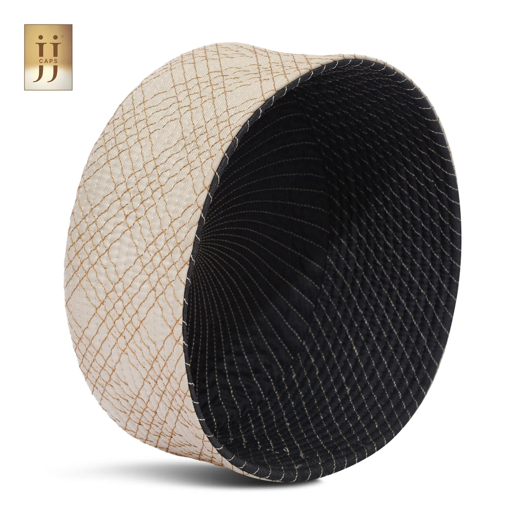 DarkGray color fabric Siraj design on the reverse of the HayaStyle Kufi, representing radiant light.