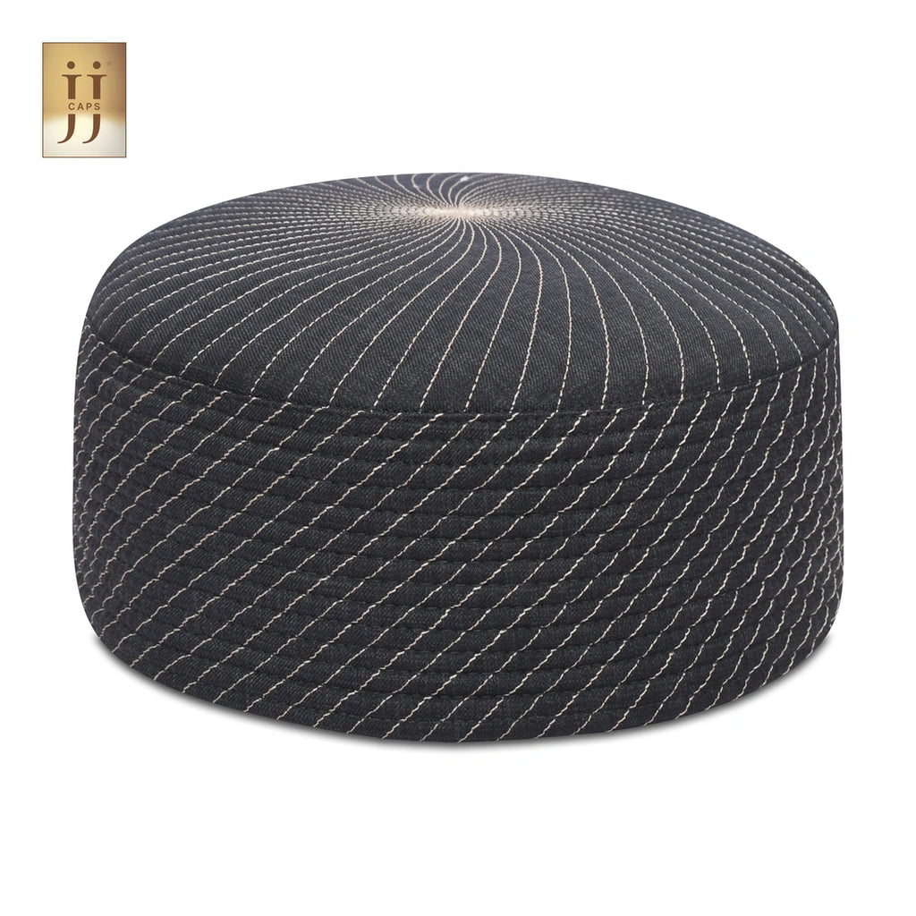 Close up of Junaid Jamshed inspired texture on Pista color fabric for HayaStyle JJ Topi.