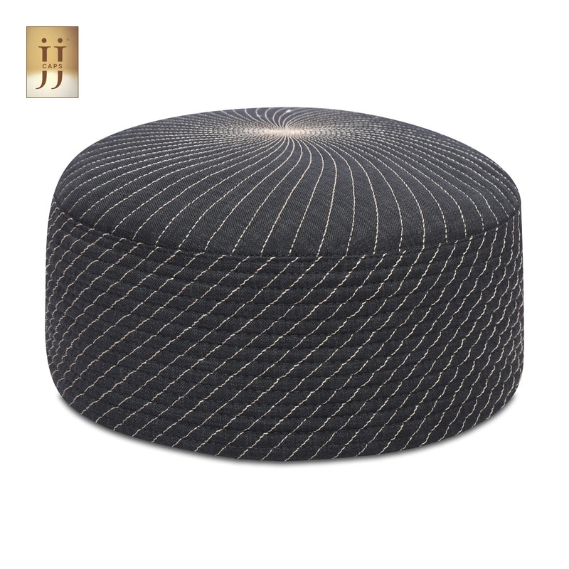 Close up of Junaid Jamshed inspired texture on Pista color fabric for HayaStyle JJ Topi.