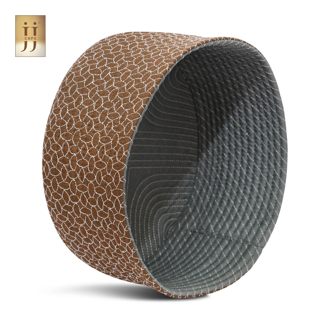 Ferozi color fabric ZamZam design on the reverse side of the HayaStyle Kufi cap.