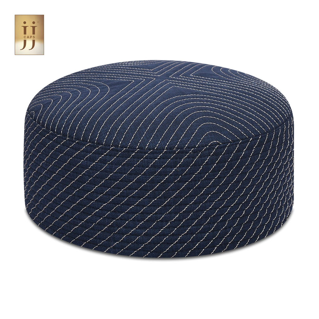 Close up of the geometric Syrian-inspired Sham design on Golden color fabric JJ Topi.