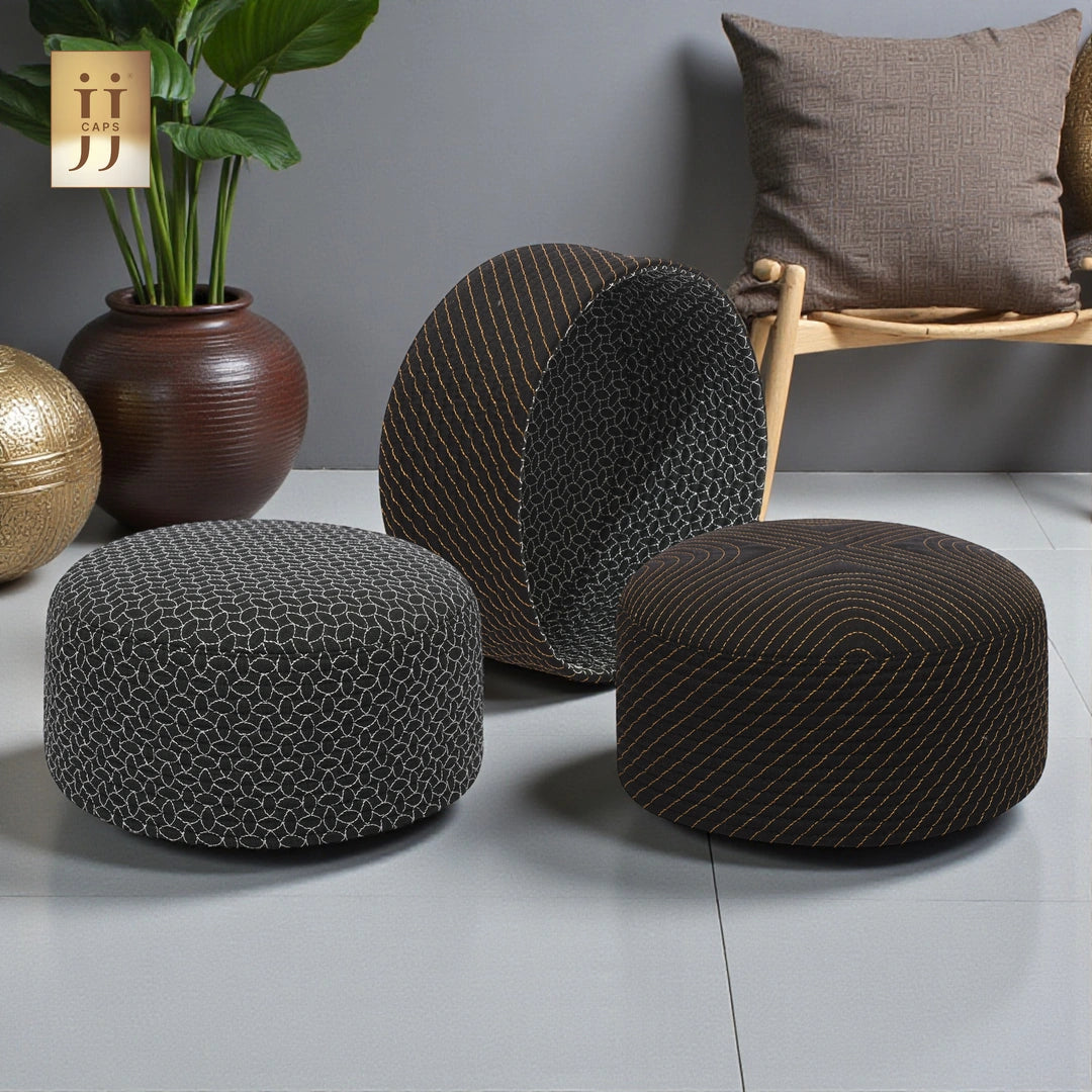 HayaStyle reversible Kufi cap in DarkGreen color fabric with Sham design, inspired by Junaid Jamshed.