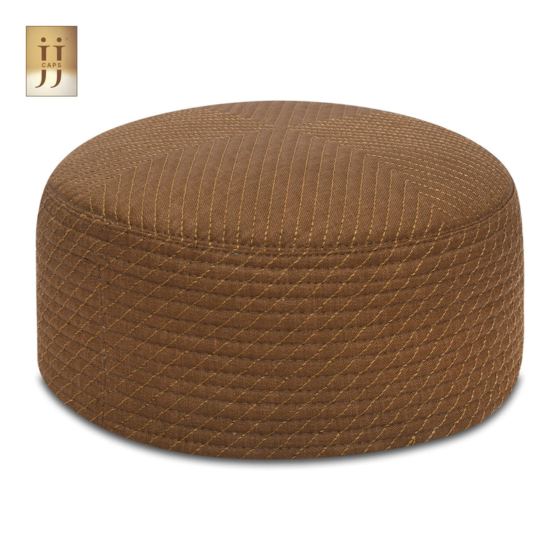 Reverse side of HayaStyle Kufi showing Olive Brown color fabric with ornate Faris design.