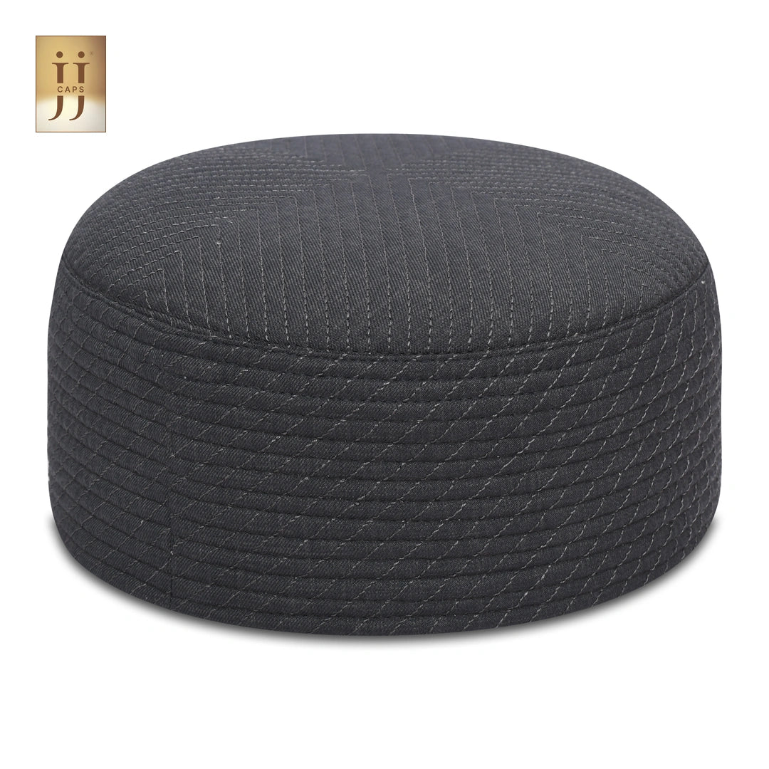 Reverse side of the HayaStyle Kufi featuring Gray color fabric and Faris design.