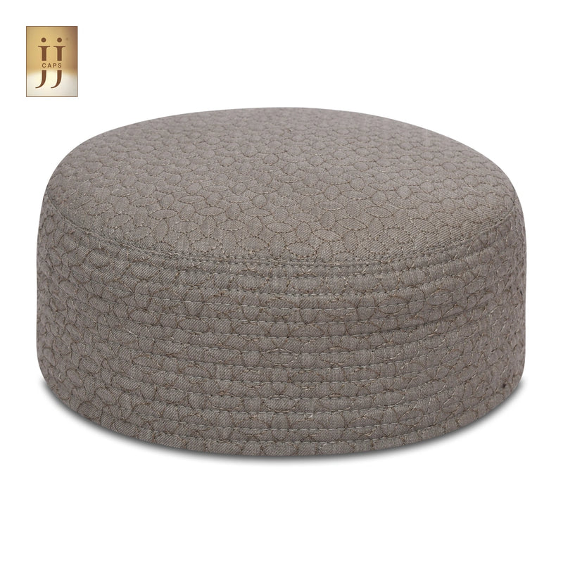 HayaStyle reversible Kufi cap in Stone Brown color fabric with Sham geometric design.