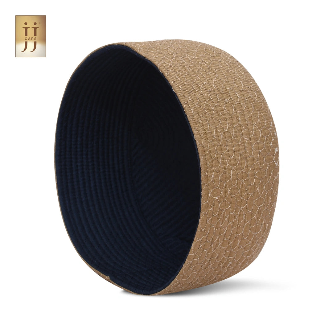 Premium JJ Caps® inspired reversible topi for men in Sand Beige and Navy Blue.