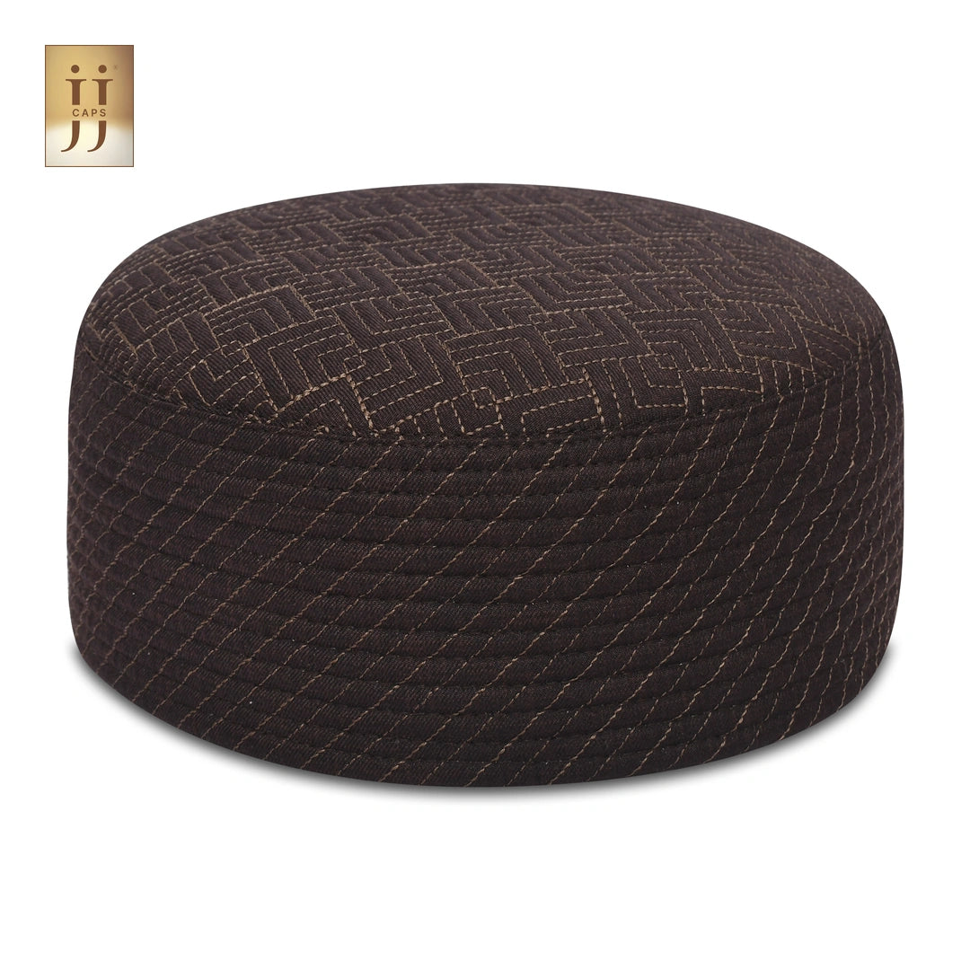 Dual-Style Cream Riyad & Coffee Brown Safah Kufi Cap | JJ Caps®