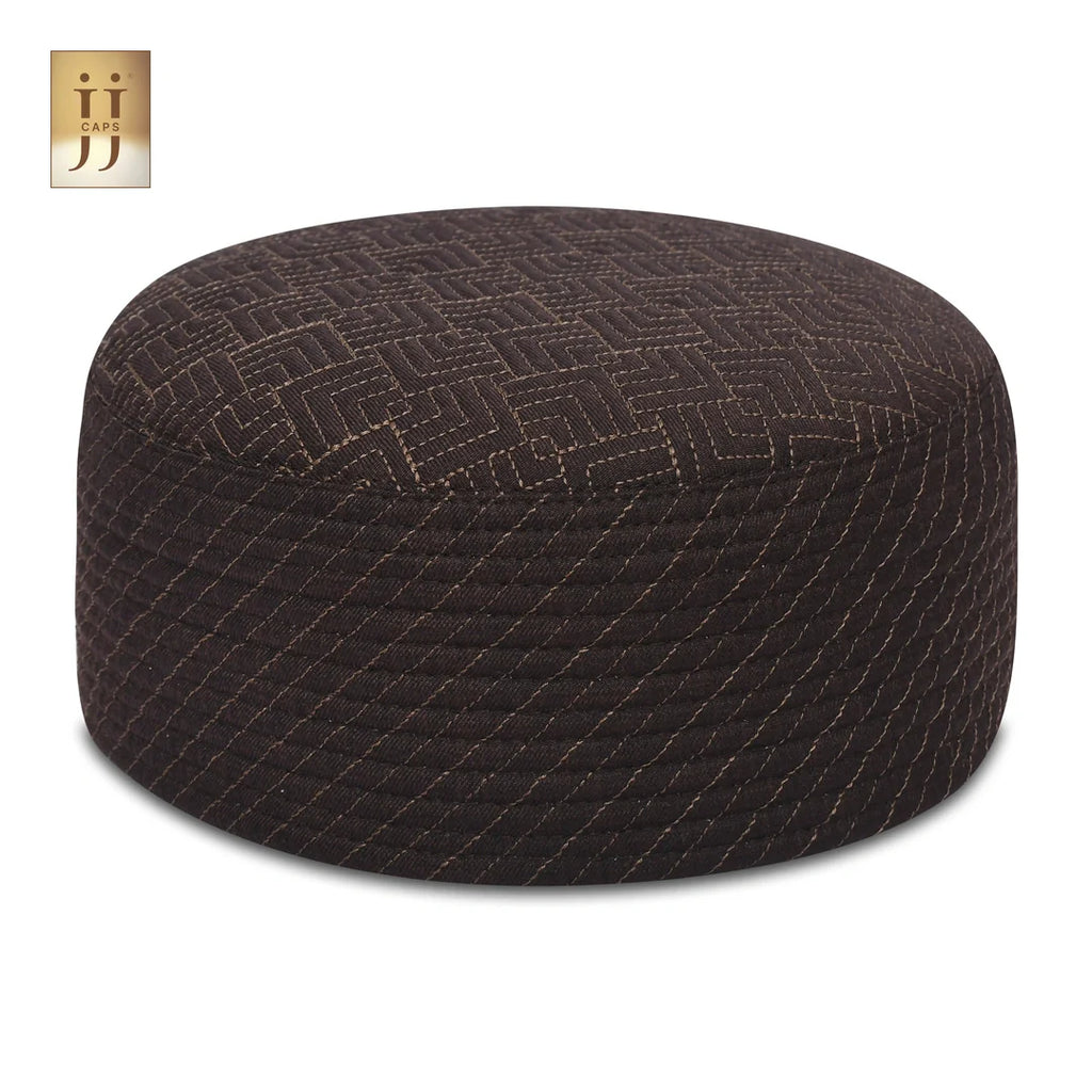 Reversible Charcoal Riyad & Cofee Brown Safah Premium Kufi Cap | JJ Caps®