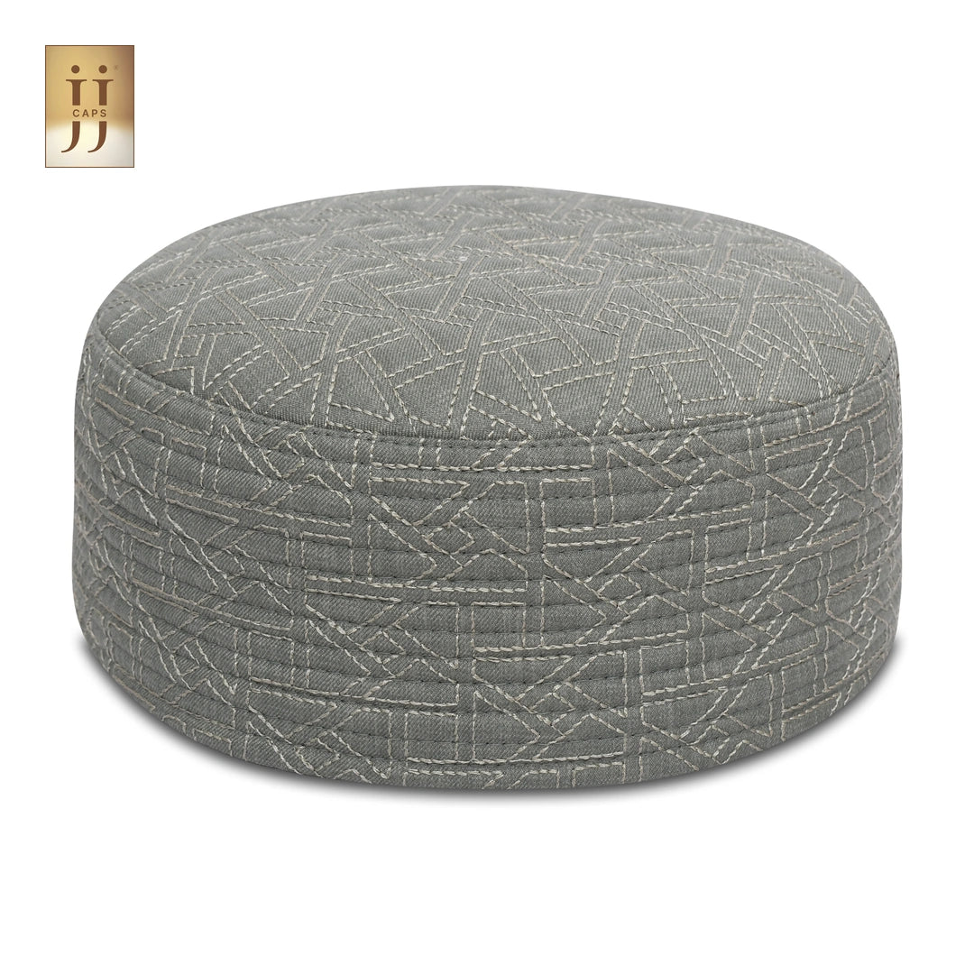 HayaStyle reversible Kufi cap in Soft Sage color fabric with Riyad geometric design.