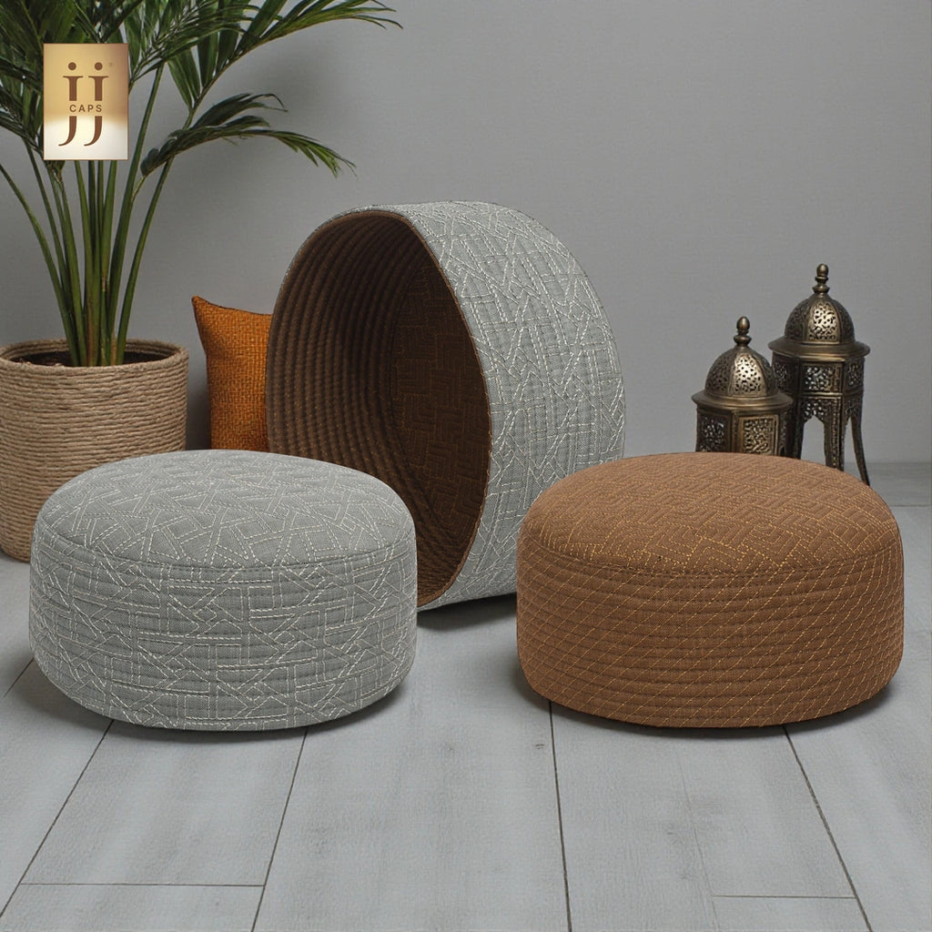 JJ Caps® inspired 2 in 1 Namaz Premium Cap showcasing Soft Sage and Olive Brown sides.