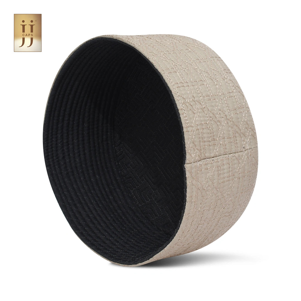 JJ Caps® Junaid Jamshed inspired reversible Topi in sophisticated Ivory and Gray tones.