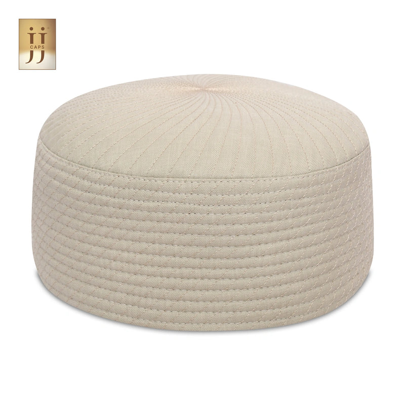 HayaStyle reversible Kufi cap featuring Ivory color fabric with the radiant Siraj design.