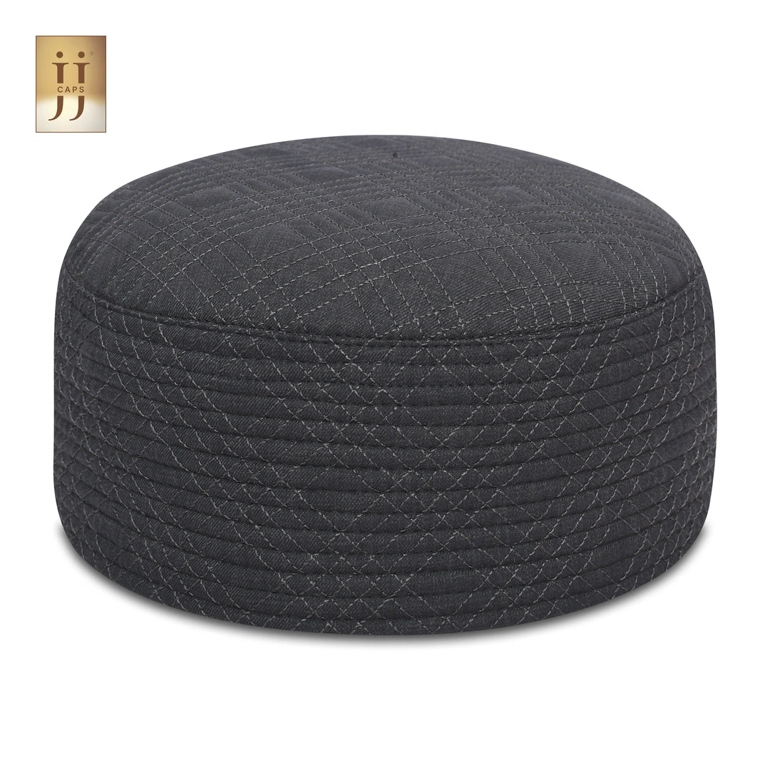 Gray color fabric with the Uhud design on the reverse side of the HayaStyle Namaz cap.