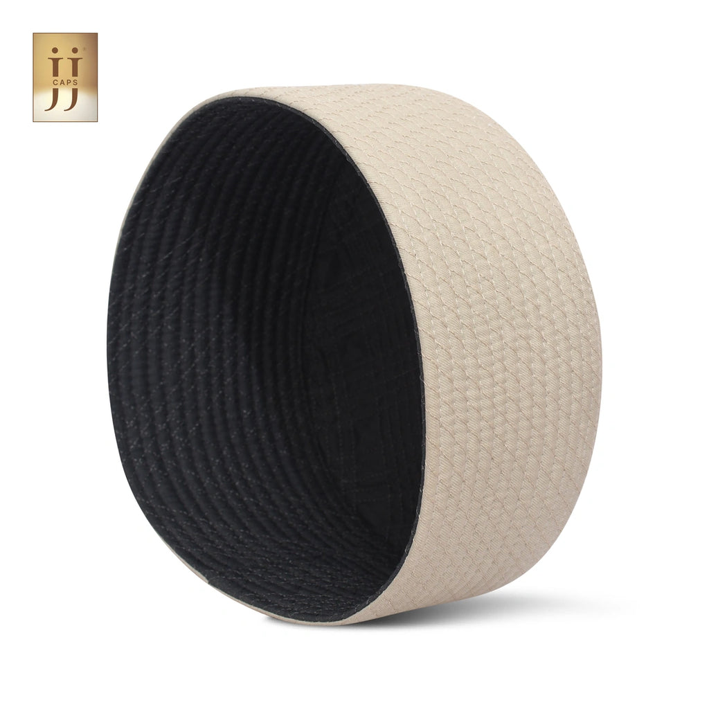 A dual-style 2 in 1 Namaz Premium Cap by HayaStyle, inspired by Junaid Jamshed's classic look.