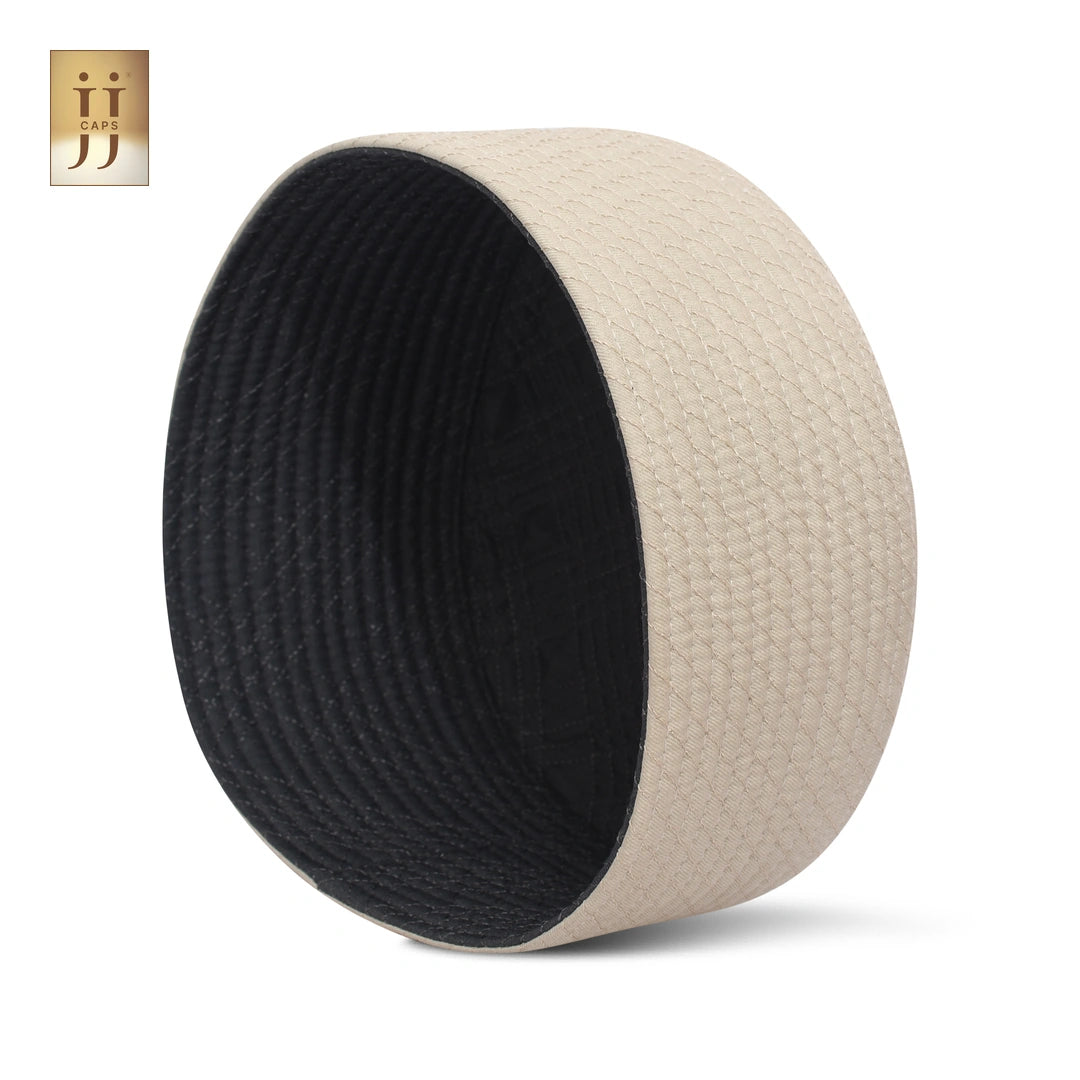 A dual-style 2 in 1 Namaz Premium Cap by HayaStyle, inspired by Junaid Jamshed's classic look.