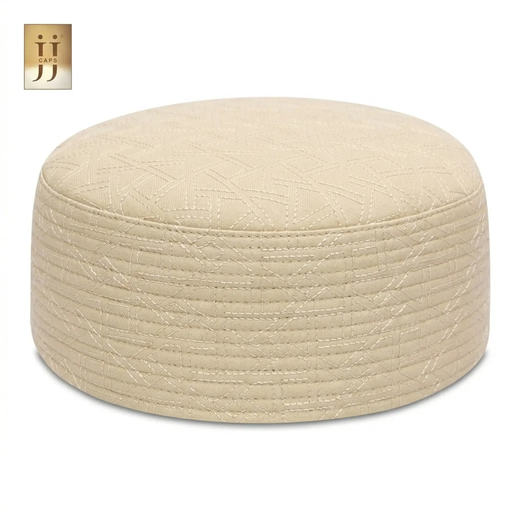 Dual-Style Cream Riyad & Coffee Brown Safah Kufi Cap | JJ Caps®