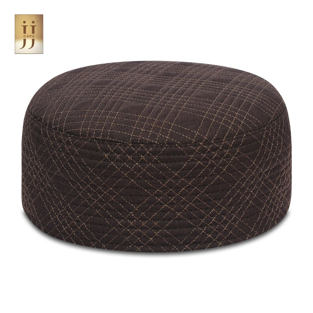 Reversible Silver Gray & Coffee Brown Uhud Premium Kufi Cap | JJ Caps®