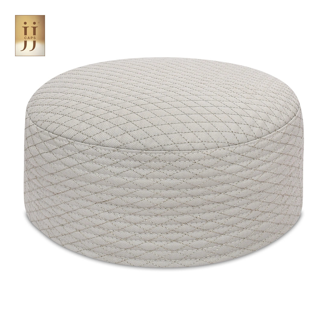 White color fabric Faris design on the reverse side of the JJ Caps Kufi.