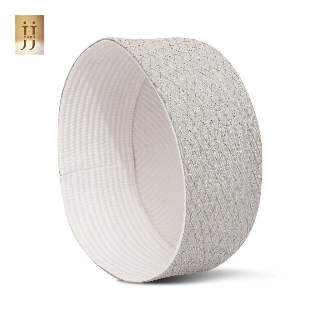 2 in 1 Namaz Premium Cap showing Light Gray and White sides by HayaStyle.