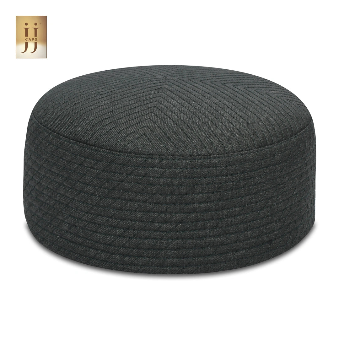 Green color fabric Faris design on the reverse side of the JJ Caps Kufi.