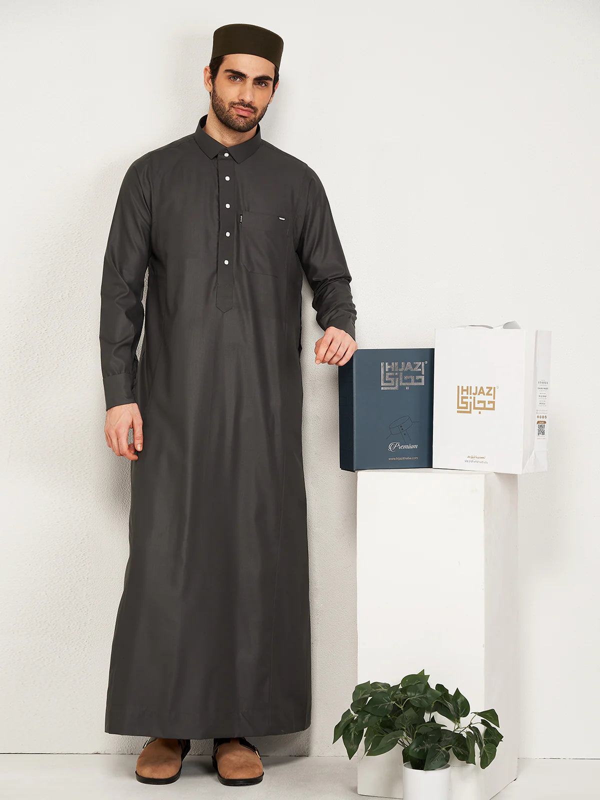 Al-Waqar Steel Grey Premium Hijazi Thobe