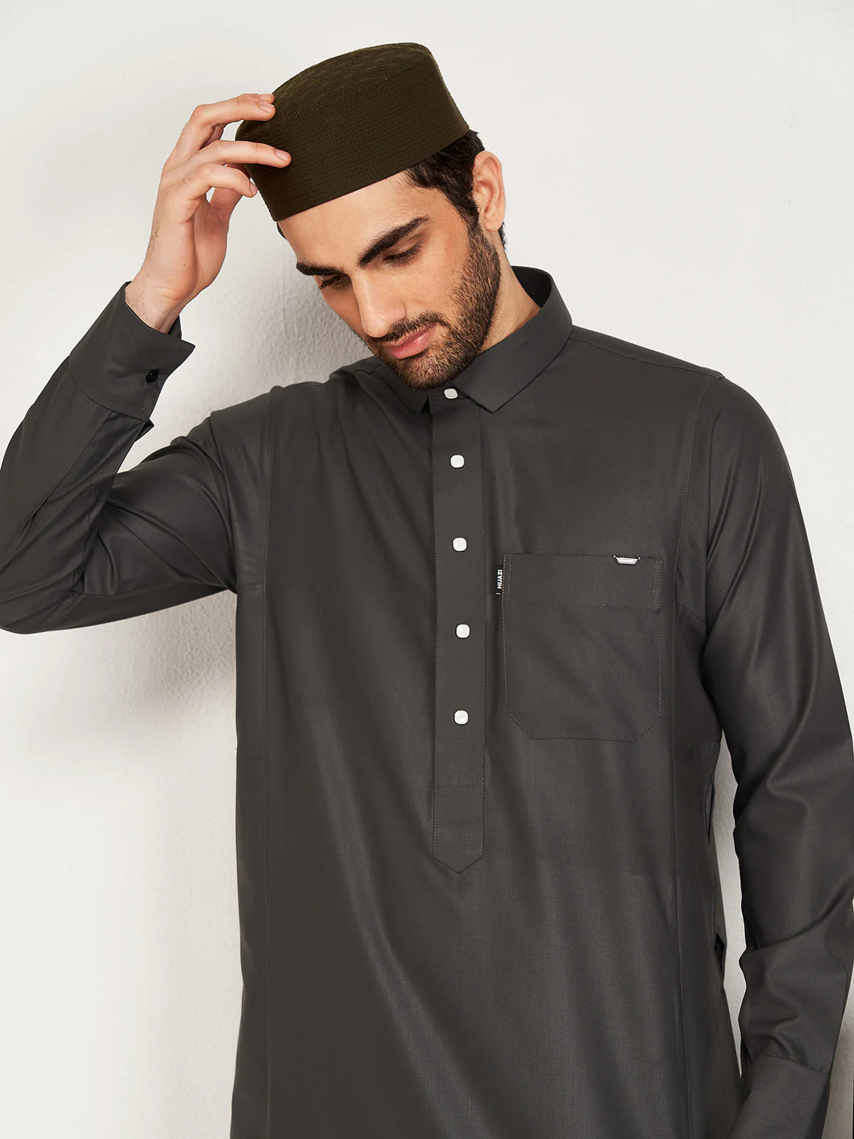 Al-Waqar Steel Grey Premium Hijazi Thobe
