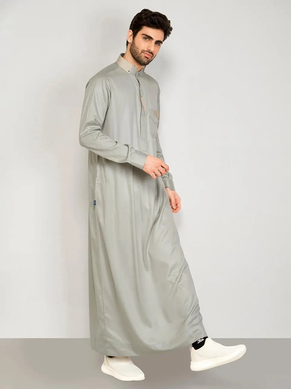 Premium Designer Thobe – Light Green Sage By Hijazi