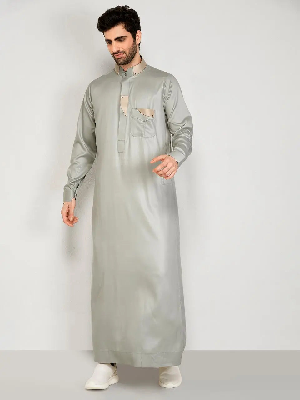 Premium Designer Thobe – Light Green Sage By Hijazi