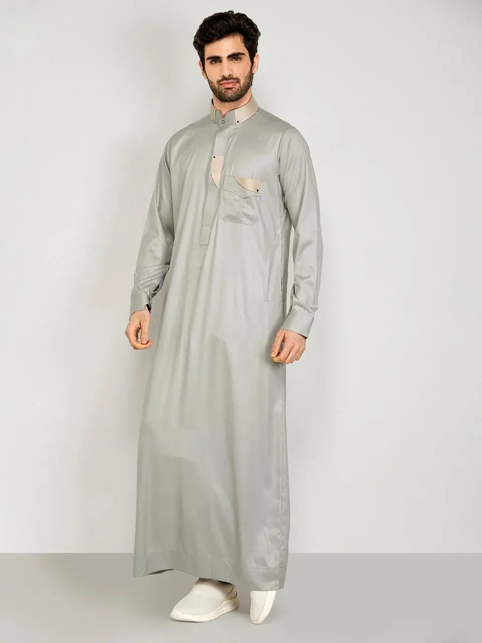 Premium Designer Thobe – Light Green Sage By Hijazi