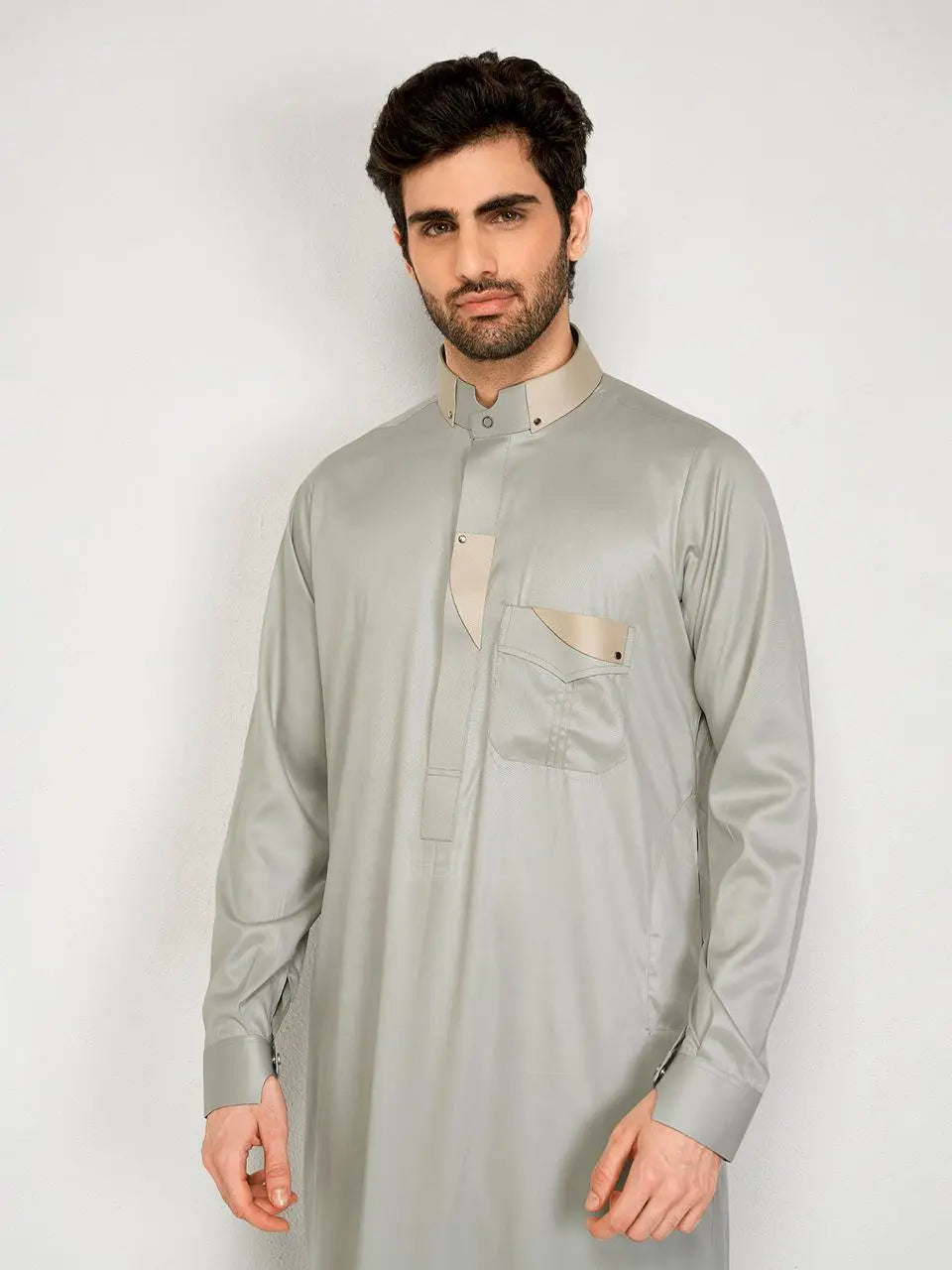 Premium Designer Thobe – Light Green Sage By Hijazi
