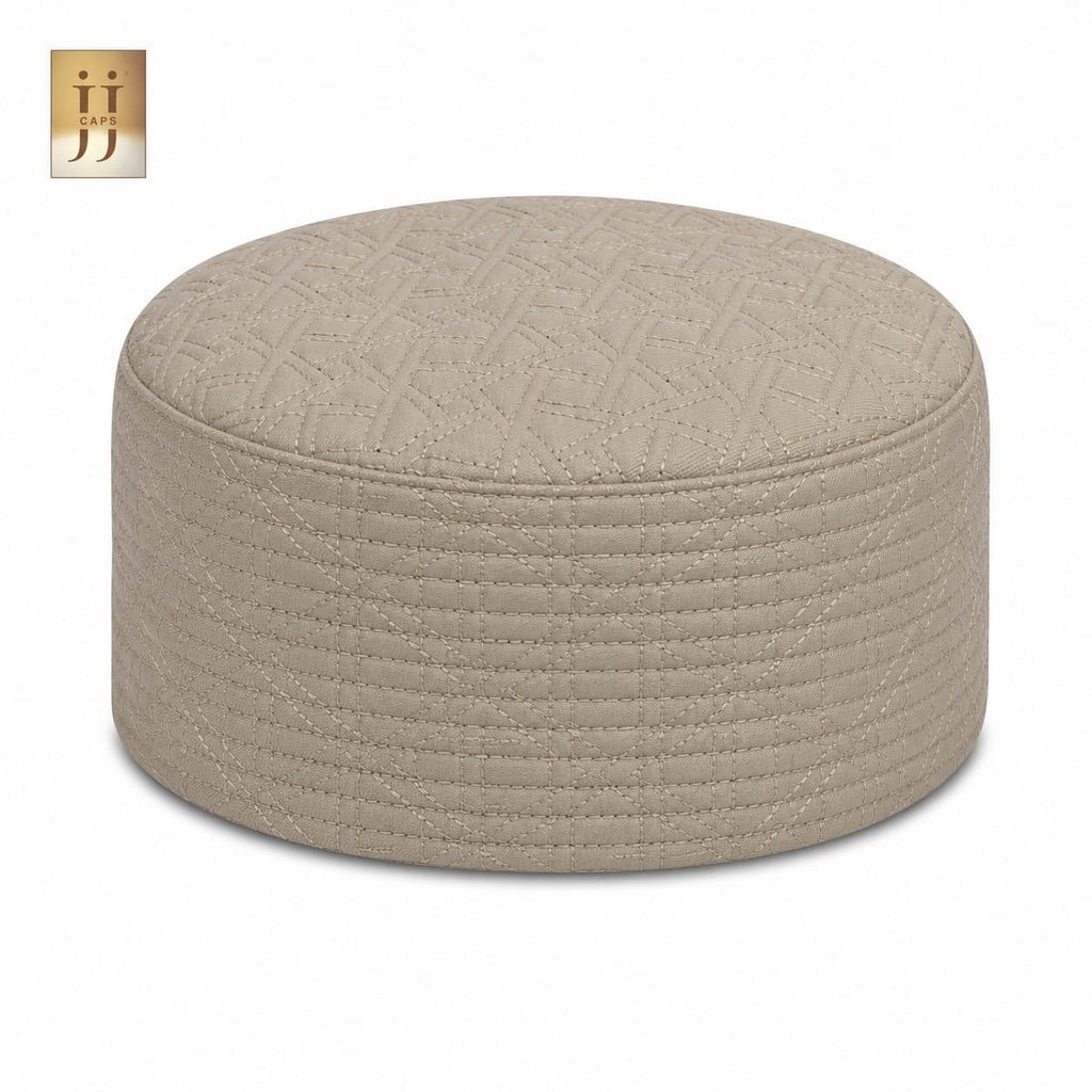 Dual-Style  Sand Beige Riyad & Navy Blue Safah Kufi Cap | JJ Caps®